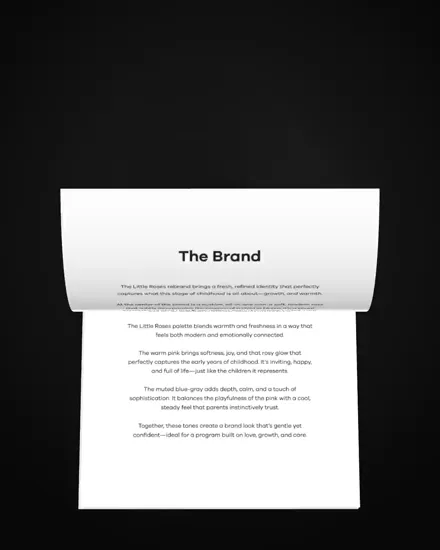Brand presentation book, every page turning, designed by Sharp Design